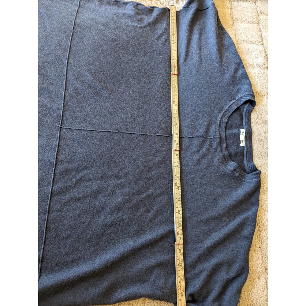 Tea N Rose Navy Blue Oversized Crewneck Sweater Exposed Seam Lightweight Large - Picture 6 of 8